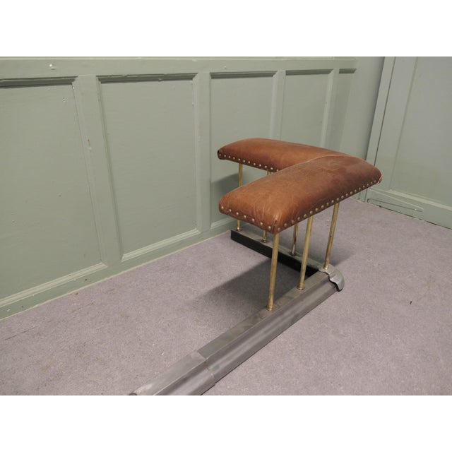 Art Deco Extending Steel and Leather Club Fender, 1920 For Sale - Image 4 of 8