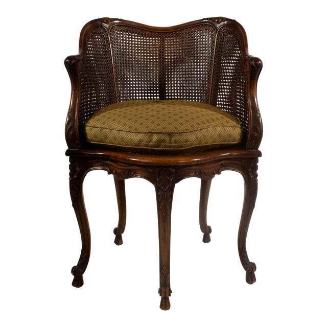 Antique French Regency Double Cane Walnut Chair For Sale