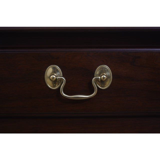 Pair of Henkel Harris Cherry Queen Anne 1 Drawer Lamp Tables For Sale - Image 13 of 18