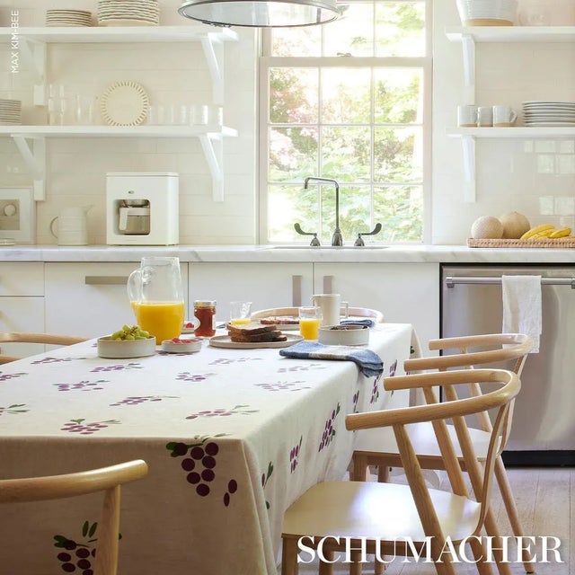 Schumacher X Caroline Z Hurley Grapes Hand Block Print Fabric In Purple On Natural For Sale In New York - Image 6 of 7