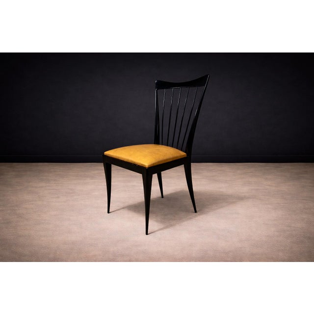 Black Set of 8 Dining Chairs in Hardwood & Leather, Giuseppe Scapinelli, 1950s - Lot 471 For Sale - Image 8 of 11