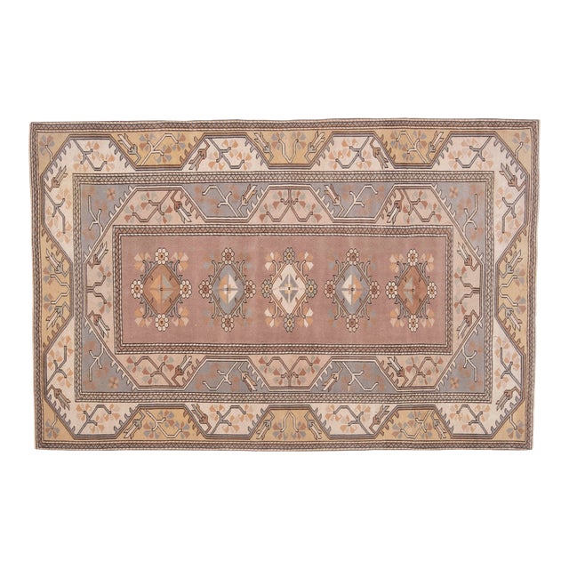 1970s Turkish Oushak Handmade Wool Cotton Brown Area Rug For Sale