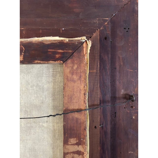 Large Antique Victorian Adirondack Landscape Oil Painting Snow Scene in Ornate Gold Frame For Sale - Image 12 of 12