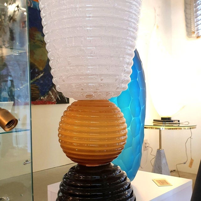 1980s Mid-Century Modern Murano Glass Table Lamp For Sale - Image 4 of 10