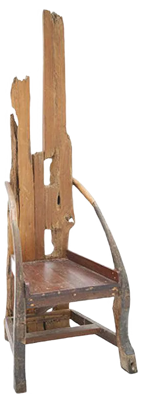 Mid-Century Sculptural Olive & Walnut Wood Chair