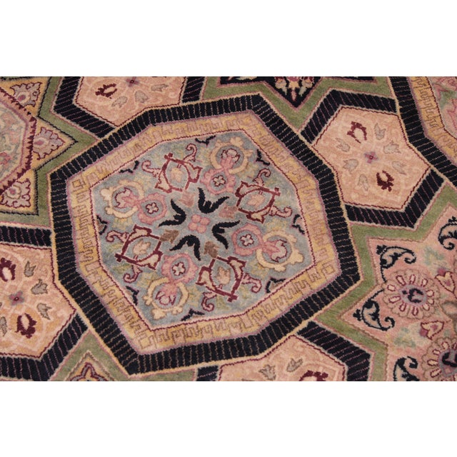 Shabby Chic 1990's Abstract Pak-Persian Black/Multi Wool Rug - 9'1'' X 12'1'' For Sale - Image 3 of 9