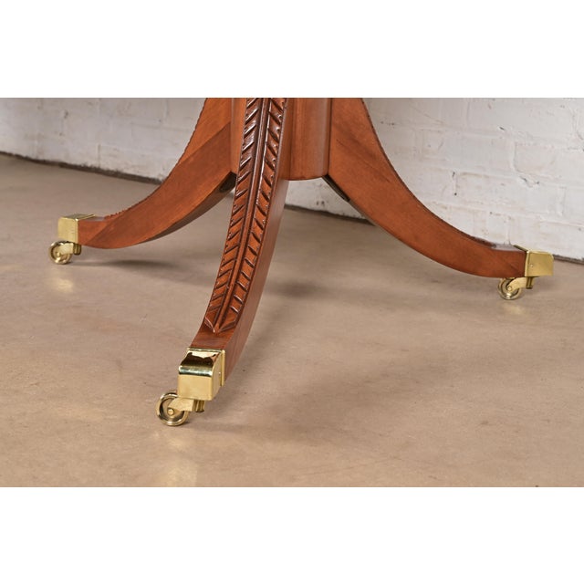 Henkel Harris Style Georgian Solid Cherry Wood Double Pedestal Extension Dining Table, Newly Refinished For Sale - Image 11 of 13