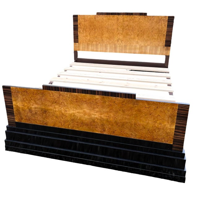 Wood Art Deco Queen Size Bed, 1930s For Sale - Image 7 of 10