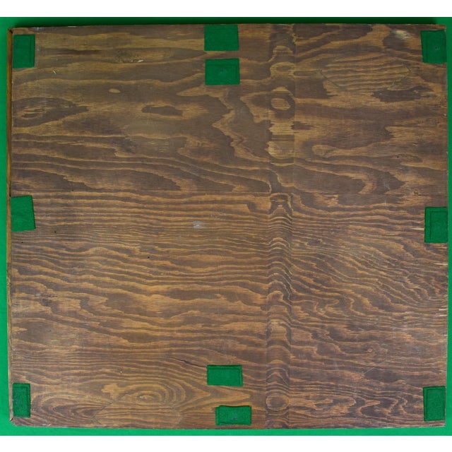 Sz: 19 1/8" x 20 7/8" x 1 1/2"D w/ Crisloid accessories: w/ 16 red & 16 brown marbled 1 1/4" checkers w/ 2 pair of red &...