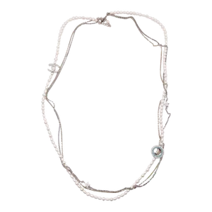 Chanel Gold CC Crystal Blue Moon Star Peal Multi Chain Long Necklace