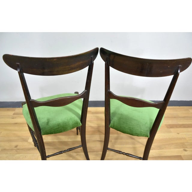 Brown Walnut Campanino Dining Chairs by Giuseppe Gaetano Descalzi for Fratelli Levaggi, 1950s, Set of 4 For Sale - Image 8 of 13