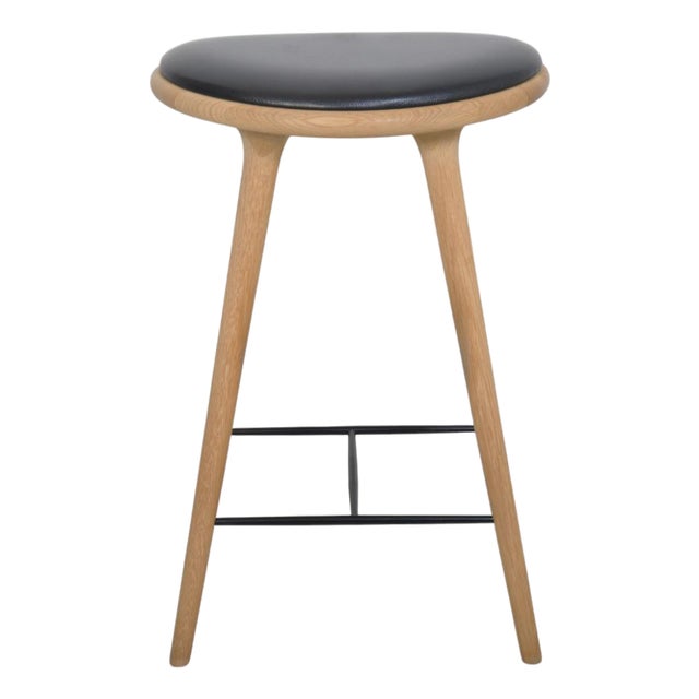 Mater Bar Stool in Oak and Black Leather, 2020 For Sale