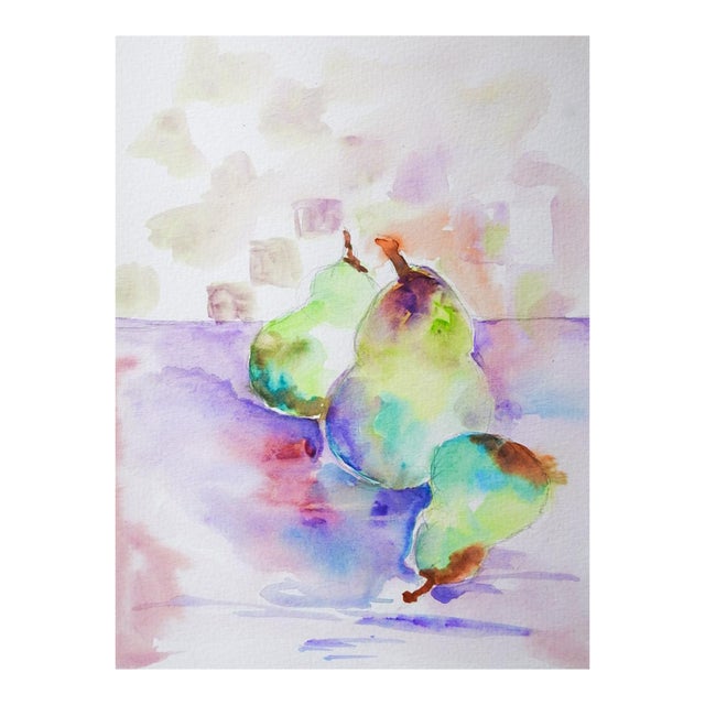 Fauvist Still Life With Pears Watercolor Painting For Sale