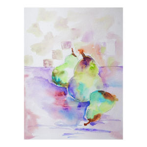 Fauvist Still Life With Pears Watercolor Painting