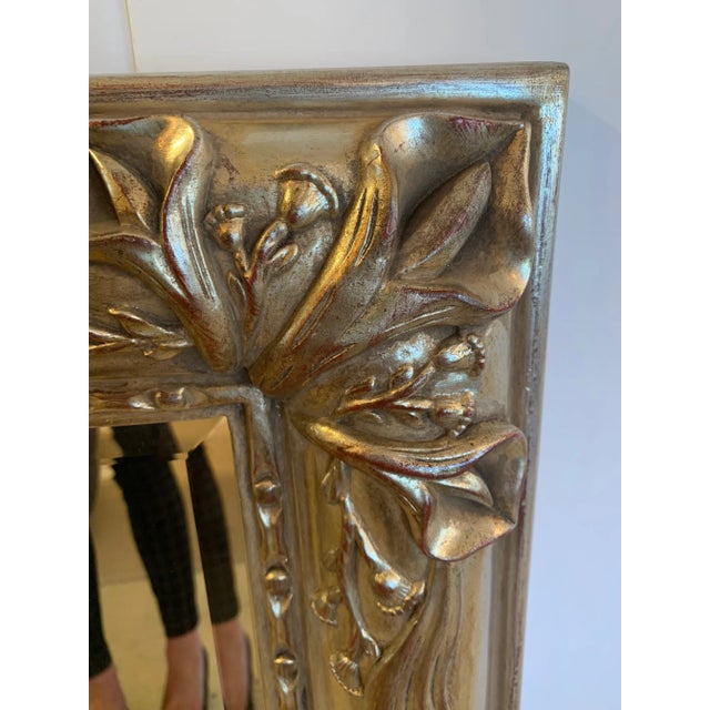 Italian Silver Giltwood Mirror With Calla Lily Decoration For Sale - Image 10 of 13