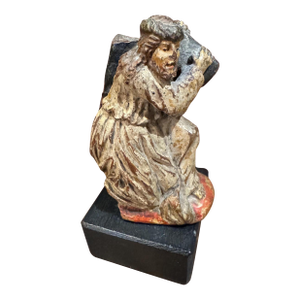 19th Century Santos Sculpture- Christ Bearing the Cross on Stand- Terracotta