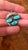 vintage Native American Navajo sterling silver pendant featuring three natural turquoise cabochons and a scalloped or...