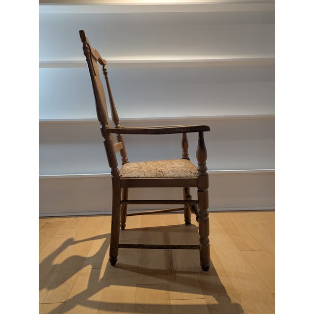 English Country Pine Woven Seat Armchairs - Set of 2 For Sale - Image 4 of 11