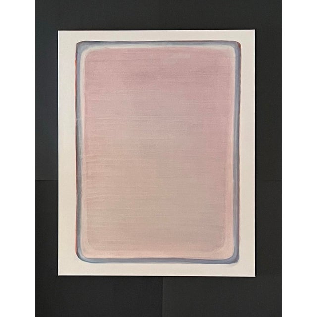 Original minimal abstract expressionist color field painting on gallery wrapped canvas. A central rose-taupe color field...