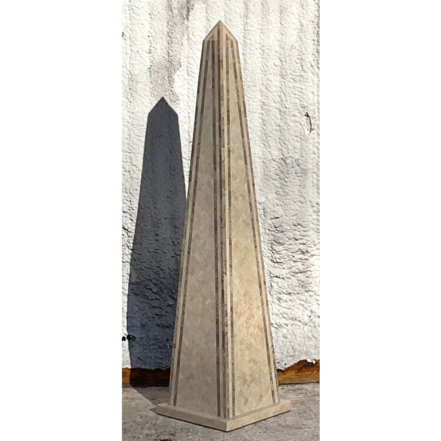 Boho Chic Vintage Boho Monumental Tessellated Stone Obelisk For Sale - Image 3 of 4