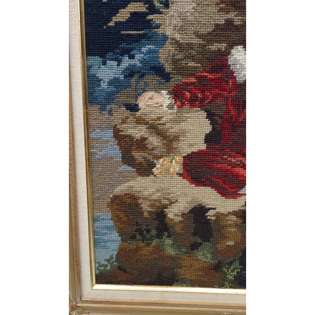 1970s Needlepoint: 17th Century Young Gentleman in Repose, Framed For Sale - Image 11 of 12