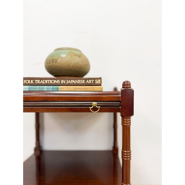Vintage Mahogany Traditional Side Table Pullout Tray Regency Style Accent For Sale - Image 11 of 17