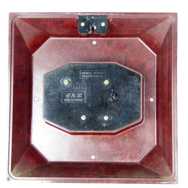 1930s Square Bakelite Wall Clock from JAZ, 1935 For Sale - Image 5 of 7