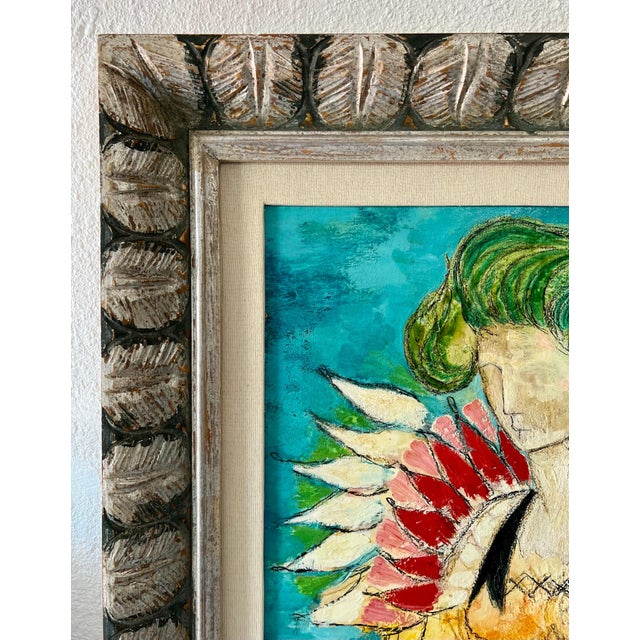 Lazzaro Donati (Italian, 1926-1977) Oil on board. Colorful woman. La Regina (the Queen) Hand signed upper right. signed,...