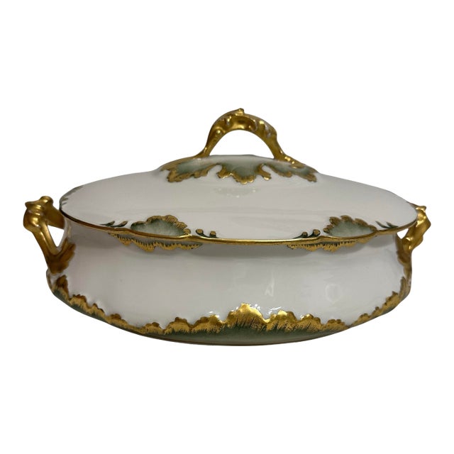 Antique Haviland Porcelain Round Covered Vegetable Server For Sale