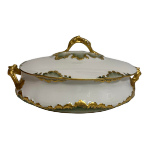 Antique Haviland Porcelain Round Covered Vegetable Server
