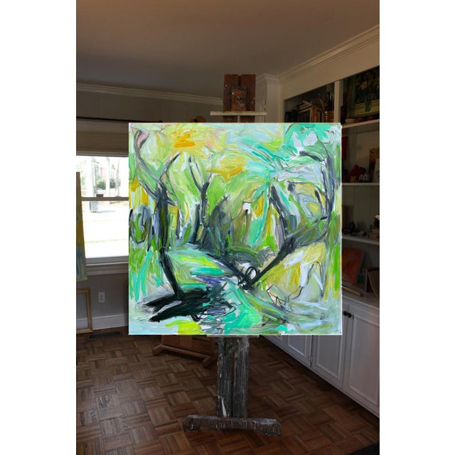 Large "Green Hills" by Trixie Pitts Large Abstract Expressionist Oil Painting For Sale - Image 11 of 11