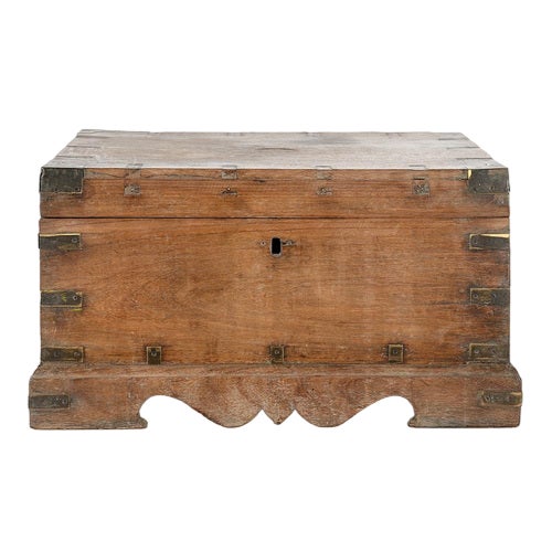 Wooden Marine Chest with Brass For Sale