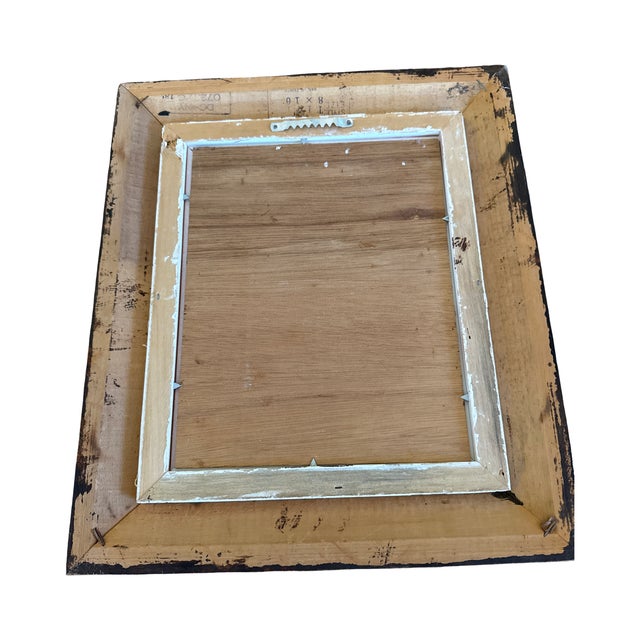 Vintage Signed Floral Factory Art in Wood Frame With Linen Liner For Sale In West Palm - Image 6 of 7