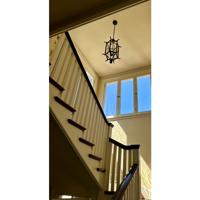 Chestnut Paul Ferrante Faux Bamboo/Chinoiserie Hanging Lantern For Sale - Image 8 of 10