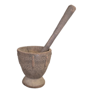 Old African Dogon Hand Carved Wood Oversized Mortar and Pestle
