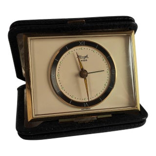 Mid 20th Century Kienzle Travel Alarm Clock in Leather Case For Sale