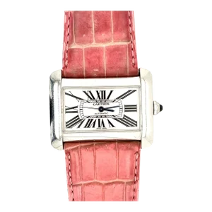 Vintage Cartier Divan 2612 Ladies Wrist Watch W/ Pink Leather Strap