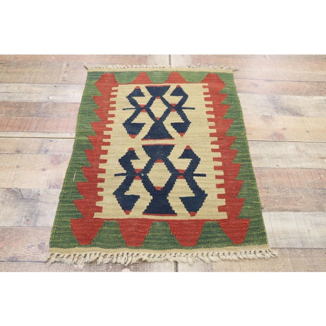 Textile Vintage Persian Shiraz Kilim Rug - 02'00 X 02'10 For Sale - Image 7 of 9