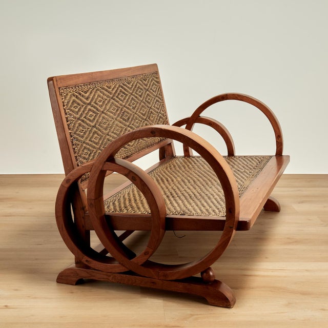 Art Deco Jamaican Art Deco Style Caned Settee or Love Seat For Sale - Image 3 of 10