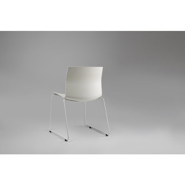 Mid-Century Modern White Chair with Metal Frame and Plastic Seat, Belgium, 2000s For Sale - Image 9 of 12