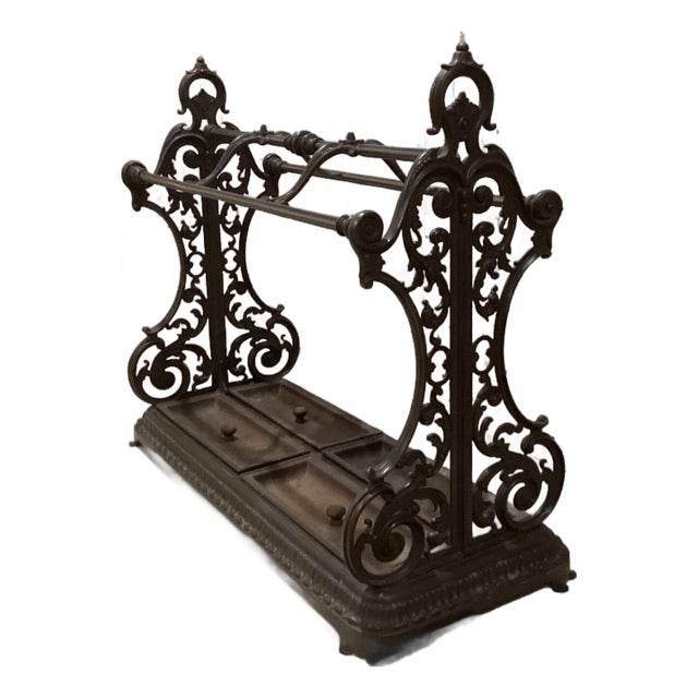 Victorian Rococo French-Inspired Scrollwork Cast Iron Umbrella Stand 1800’s Rare Originally From an Expensive Hotel in the 1800’s For Sale
