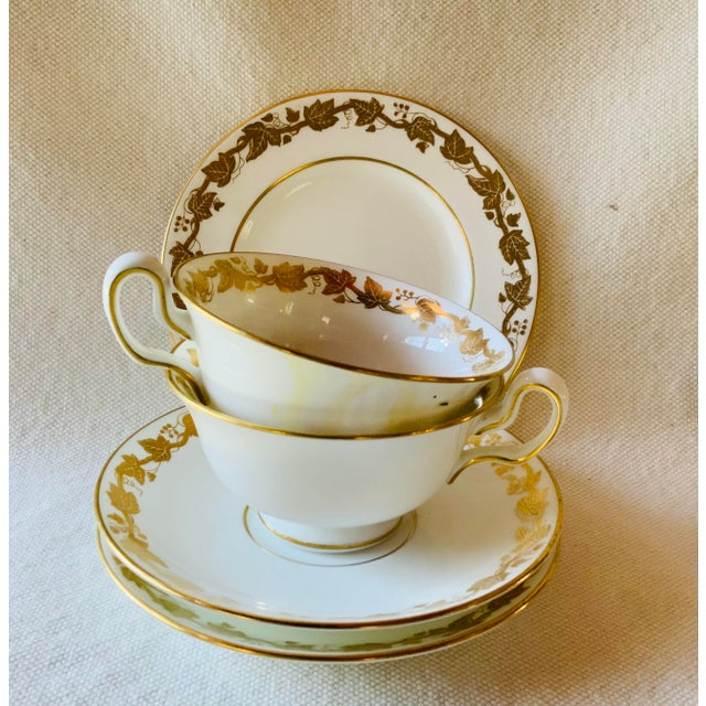 1980s Wedgwood "Whitehall" Bone China Teacup Pair With 8" Plate For Sale - Image 11 of 11