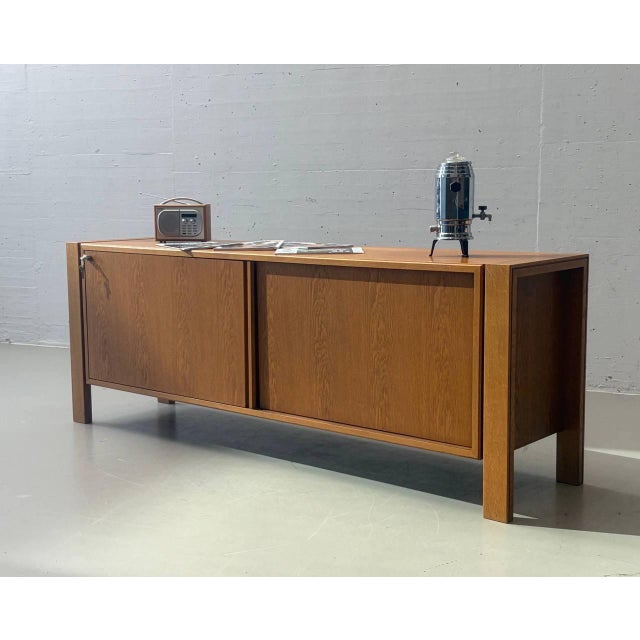 Mid-Century Wooden Sideboard with Sliding Doors, 1960s For Sale - Image 11 of 13