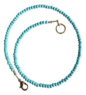 Faceted Turquoise, Finely Beaded, 16" Stacking Necklace With Gold Tone Clasp - Designed by Matthew Izzo