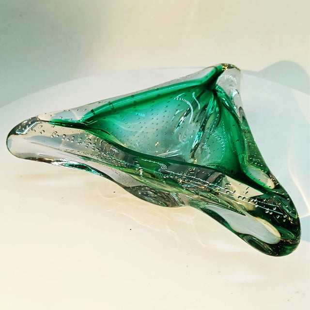 Large Italian Triangular Ashtray in Murano Glass with Air Bubble, 1960s For Sale - Image 12 of 12
