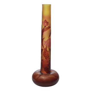 1900s Monumental French Signed Émile Gallé Art Nouveau Cameo Glass Vase. For Sale