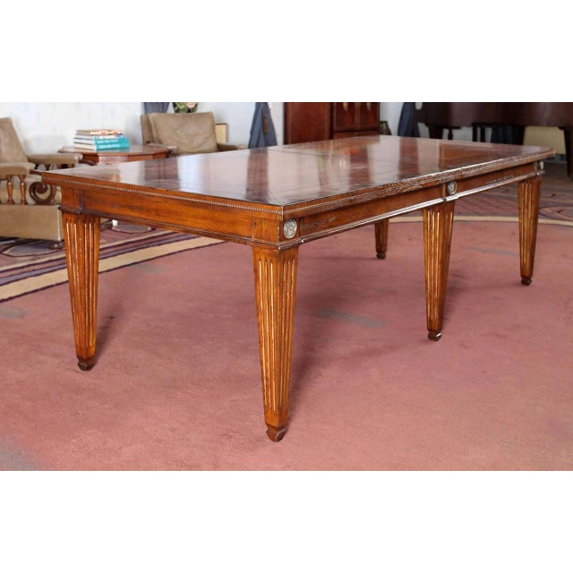 Wood Large Neoclassical Extendable Walnut Table For Sale - Image 7 of 7