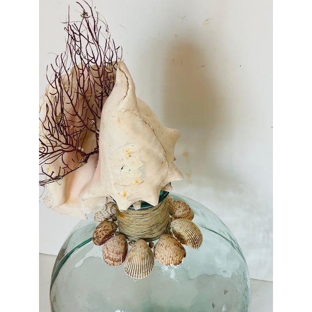 1970s Fabulous Pair of Sea Shells Glass Demijohn Bottles For Sale - Image 5 of 9