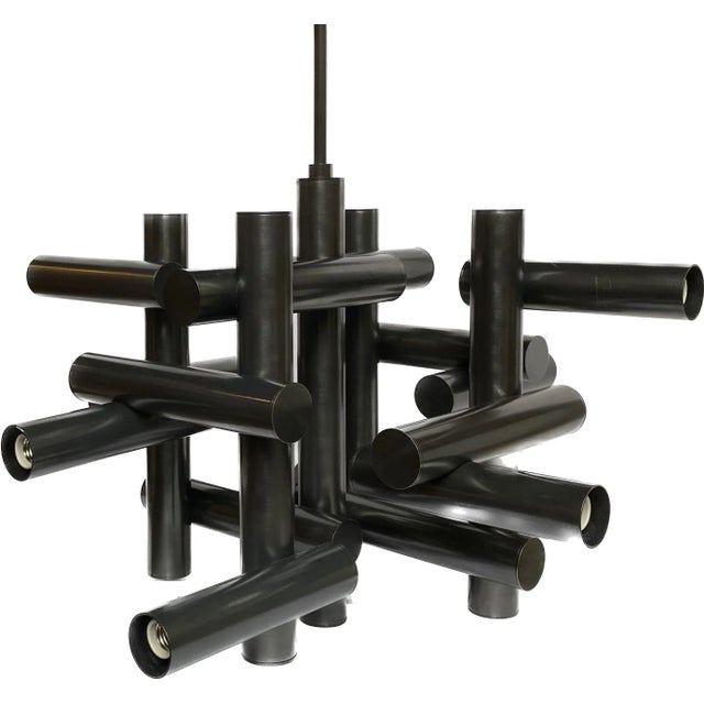 Jonathan Adler Modern Tubular Milano Kinetic Chandelier, Bronze For Sale - Image 11 of 11