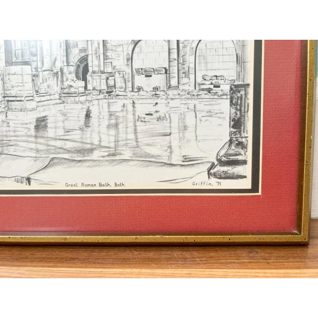 Pair of exquisite prints by Griffin who illustrated English landmarks in incredible detail. The Great Roman Bath...